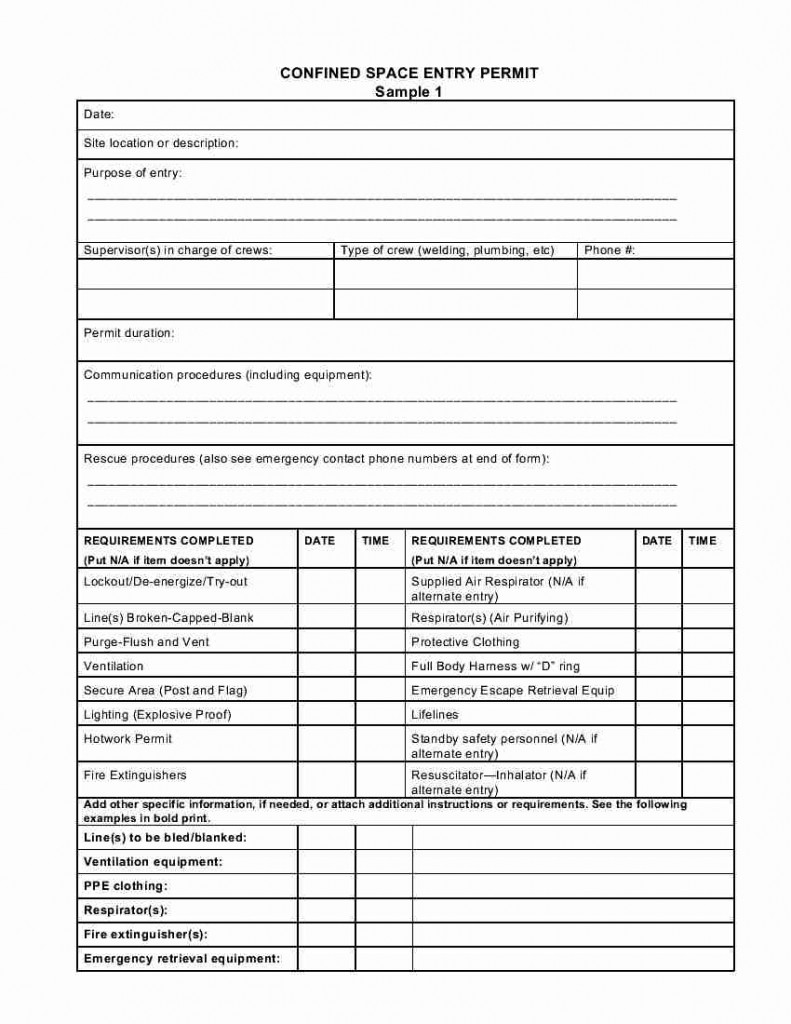 Confined Space Types Chart