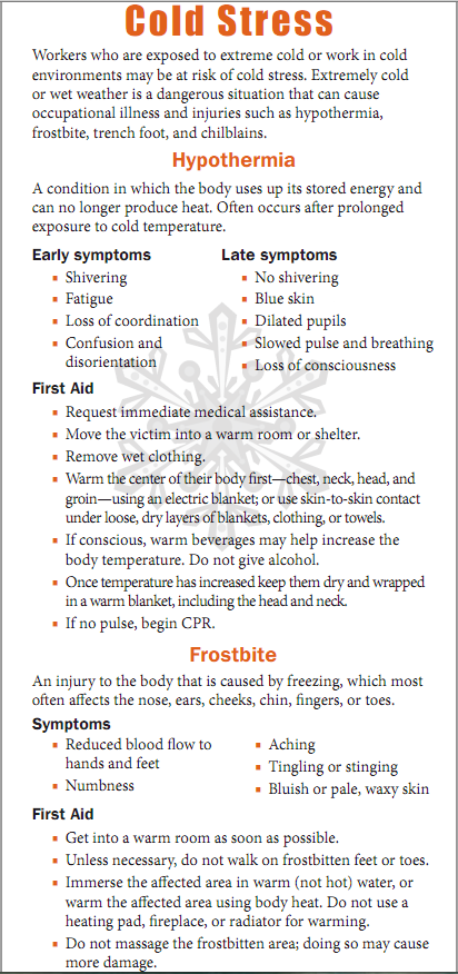 NIOSH Cold Stress Fact Sheet
