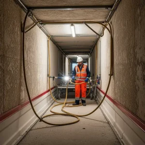 Trabajadores de construcción aprenden identificación OSHA de peligros de espacios confinados y cumplimiento de normas